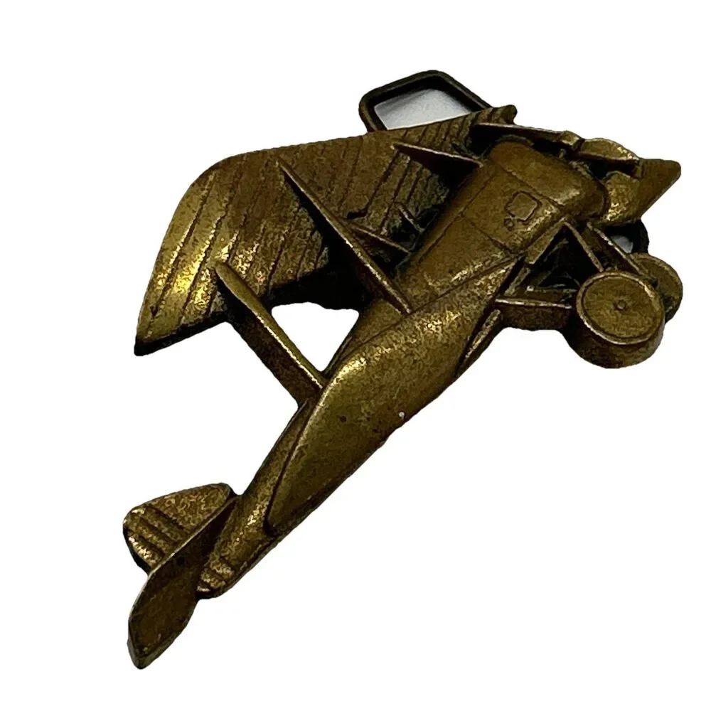 Baron Buckles‎ Solid Brass Vintage Belt Buckle 1979 Biplane Plane
